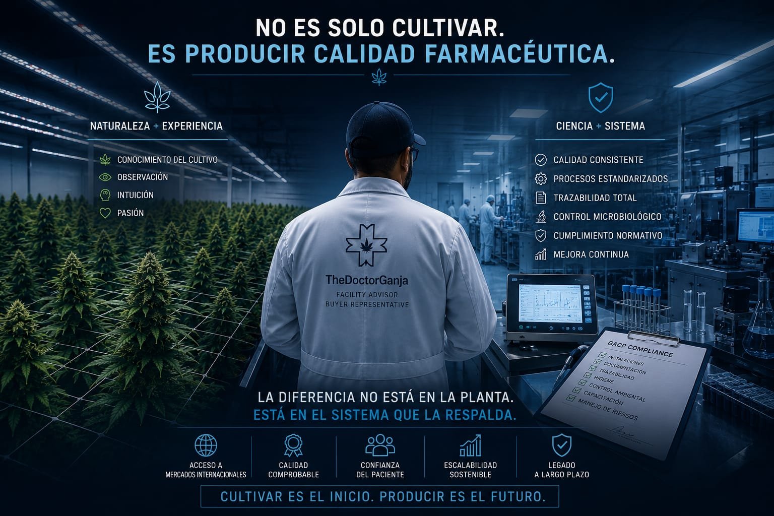 Productor farmacéutico revisando cultivo